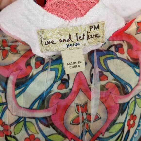 Live and Let Live Colorful Chiffon Tank - Size Medium Petite PM - Picture 4 of 4